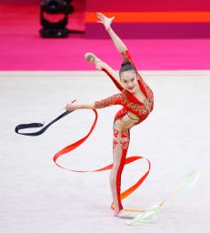 <p>　個人総合決勝　喜田純鈴のリボン＝西日本総合展示場</p>