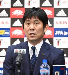 <p>　記者会見するサッカー日本代表の森保監督＝４日、千葉市内（（Ｃ）ＪＦＡ）</p>