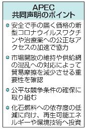 <p>　ＡＰＥＣ共同声明のポイント</p>