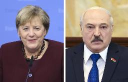 <p>　ドイツのメルケル首相、ベラルーシのルカシェンコ大統領（ともにＡＰ＝共同）</p>