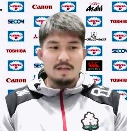 <p>　オンラインで記者会見するラグビー日本代表の姫野</p>