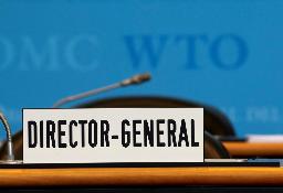 <p>　世界貿易機関（ＷＴＯ）の事務局長席＝２０２０年７月、ジュネーブ（ロイター＝共同）</p>