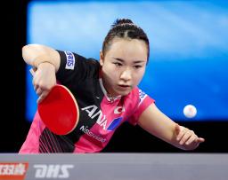 <p>　女子シングルス４回戦を突破した伊藤美誠＝ヒューストン（共同）</p>