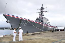 <p>　日系初の米連邦議員の名前を冠した米ミサイル駆逐艦「ダニエル・イノウエ」＝８日、米ハワイ（共同）</p>