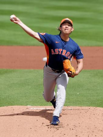 <p>　マーリンズ戦に先発し、２回を無失点、３三振と好投したアストロズ・今井＝ジュピター（共同）</p>