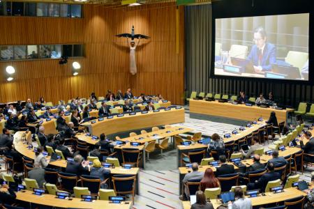 <p>　１５日、ニューヨークの国連本部で開かれたＮＰＴ再検討会議（共同）</p>