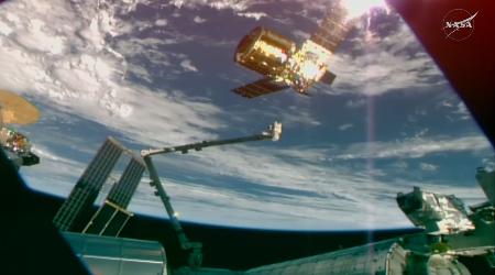 <p>　国際宇宙ステーションから離脱した無人補給機「ＨＴＶ―Ｘ」１号機（ＮＡＳＡの中継から）</p>