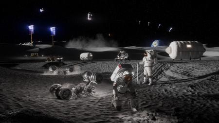 <p>　月面基地における活動のイメージ（ＮＡＳＡ提供・共同）</p>