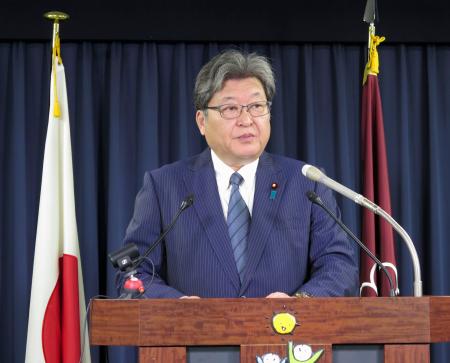 <p>　記者会見する自民党の萩生田幹事長代行＝９日午前、東京・永田町の党本部</p>
