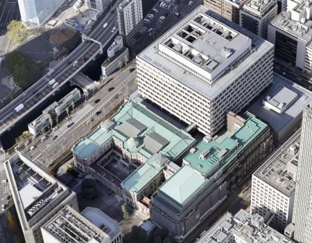 <p>　東京都中央区の日銀本店（共同通信社ヘリから）</p>