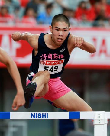<p>　男子４００メートル障害決勝　力走する後藤大樹＝パロマ瑞穂スタジアム</p>