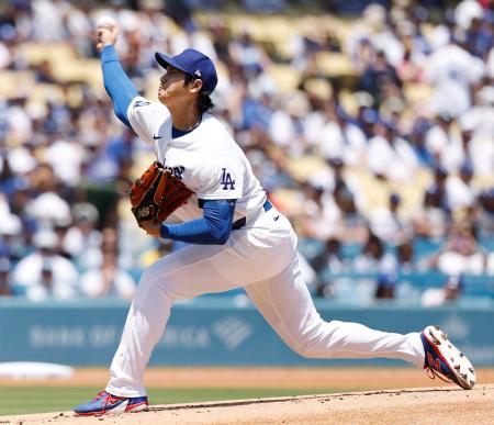 <p>　レイズ戦に先発登板したドジャース・大谷＝ロサンゼルス（共同）</p>