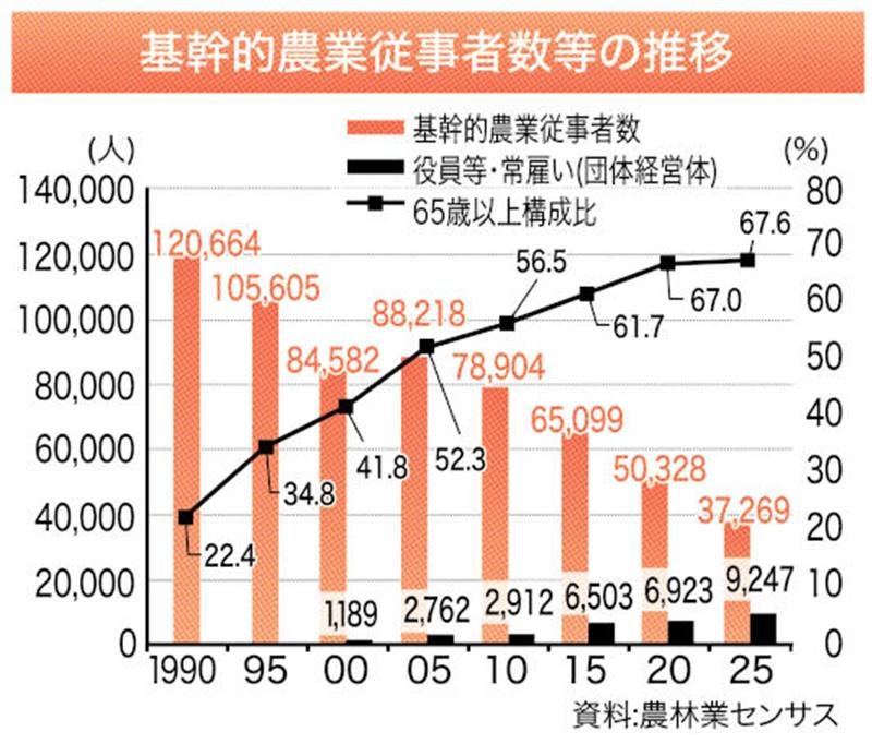 基幹的農業従事者数の推移