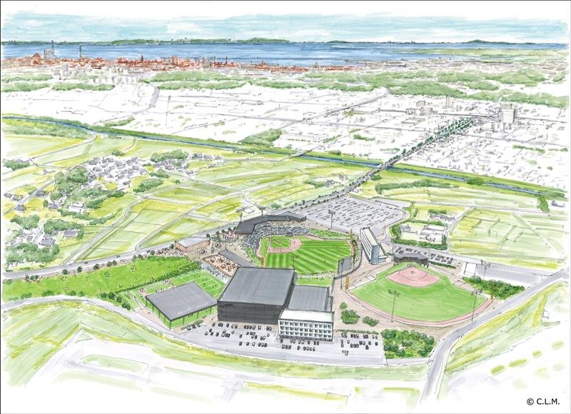 野球場を中心とした(仮称)貞元総合公園全体の鳥瞰(ちょうかん)イメージ (C)C.L.M