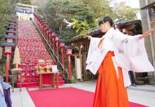 石段飾り前に成功祈願　勝浦ビッグひな祭り　４年ぶり開催の成功願う