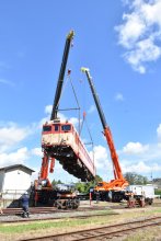 レトロ車両　キハ２８　つり上げ回転　いすみ鉄道国吉駅　“第二の人生”は運転体験線