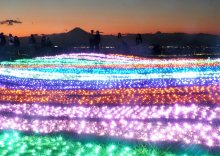 夕景と共演、幻想世界　マザー牧場イルミネーション