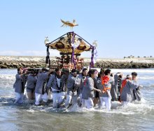 【写真多数】伝統つなぎ豊穣願う　多古・松崎神社６０年ぶり神幸祭　匝瑳の海岸でお浜降りも　