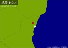 関東で地震　Ｍ２．４　震源は茨城県北部　地震が及んだ地域人口１６万人