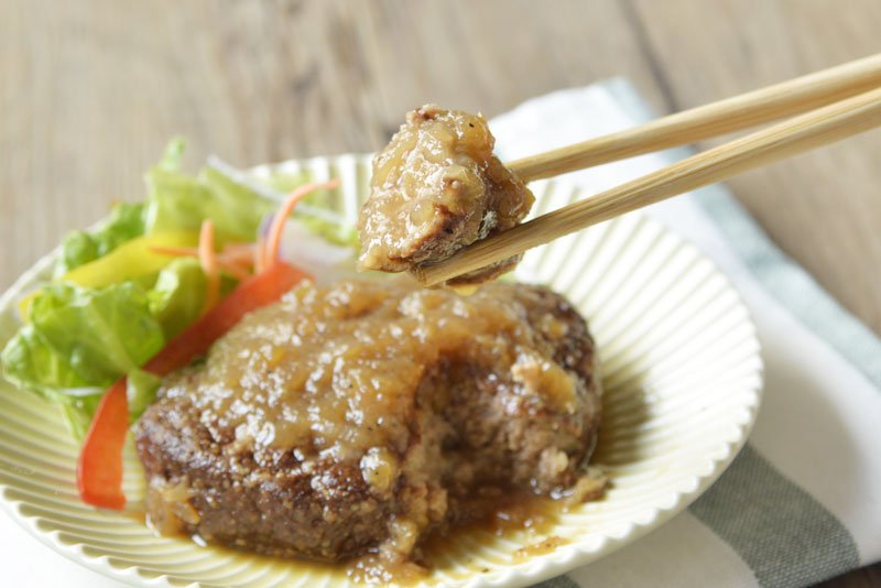 千葉白子町の新玉ねぎをつかったハンバーグ
