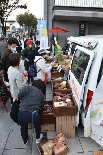 規格外の県産野菜などが並ぶ会場＝千葉市中央区