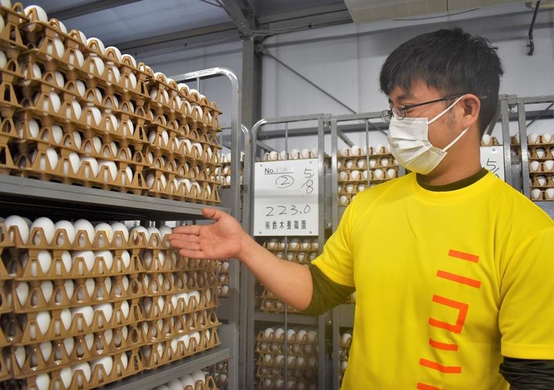 「おいしく卵を食べてほしい」と話す鈴木養鶏園の田丸社長＝袖ケ浦市
