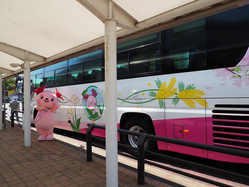 君津の魅力を発信するため運行を始めたラッピング高速バス＝君津市
