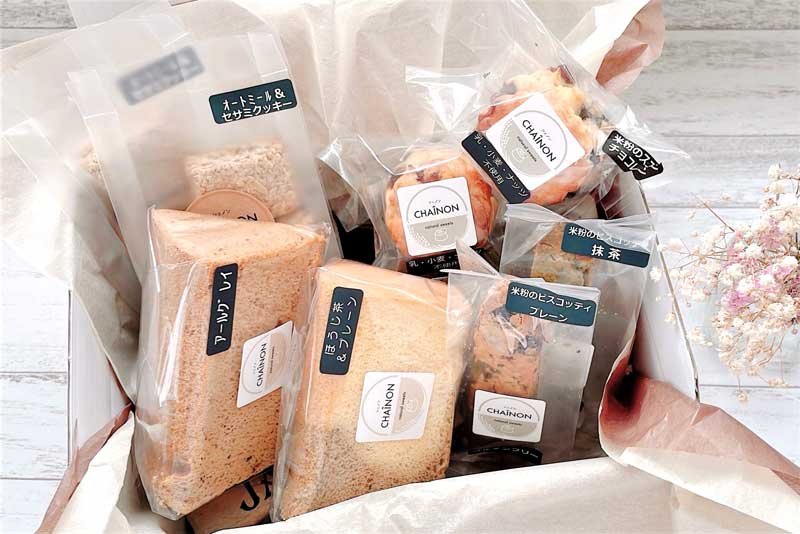 受注販売している「米粉のスイーツボックス」