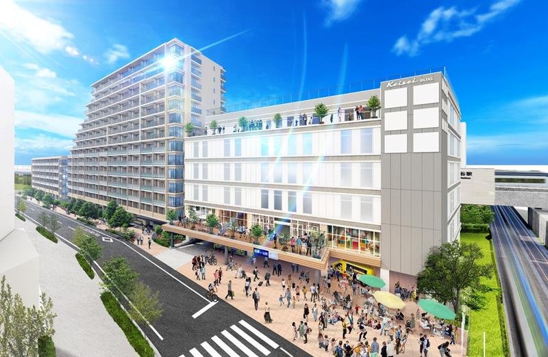 商業施設（右）と分譲マンションの開発イメージ（いずれも京成電鉄提供）
