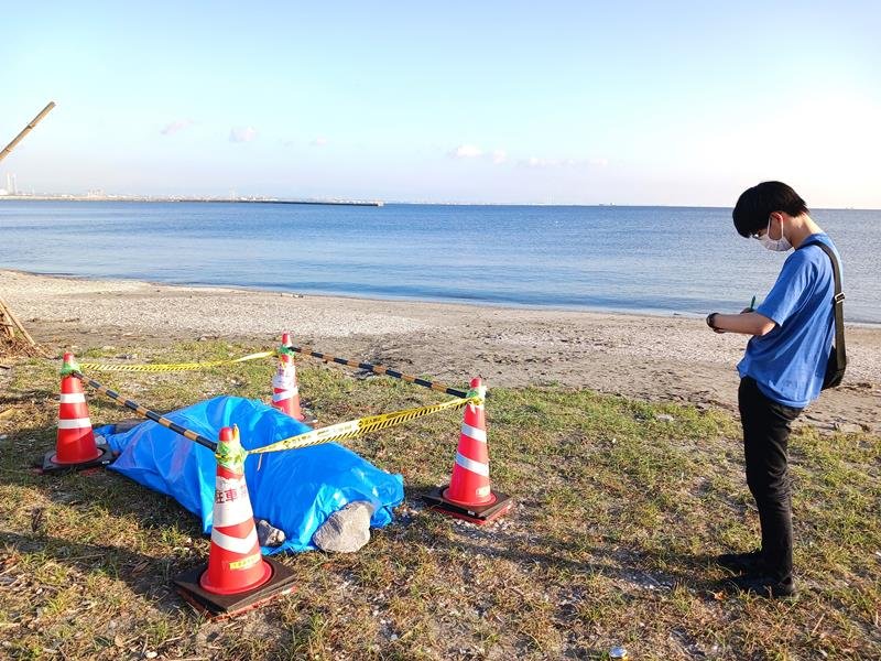千葉市の海岸に死んだスナメリ　体長１・９メートル　大雨の影響か