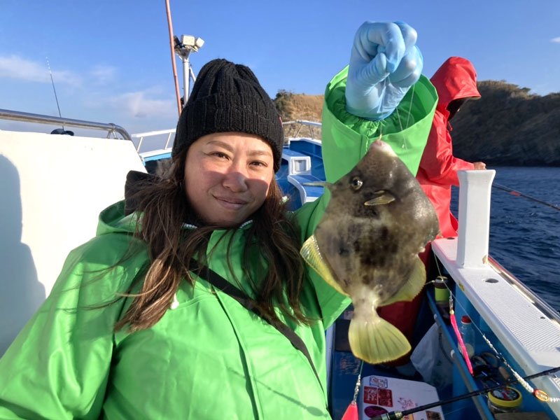勝山沖で釣り上げたカワハギ（写真は「萬栄丸」提供）