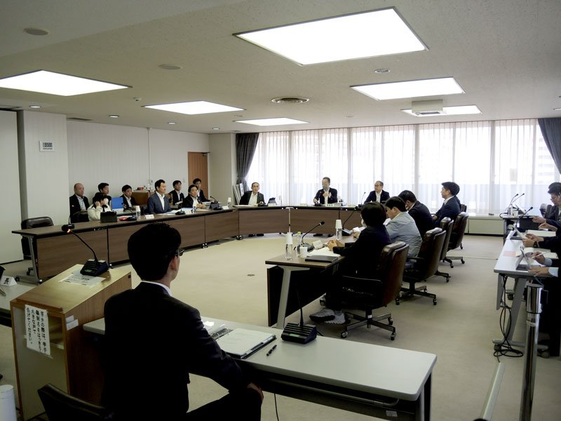 松戸市役所本庁舎の移転用地購入議案を審議した市議会特別委員会＝２０日、同市
