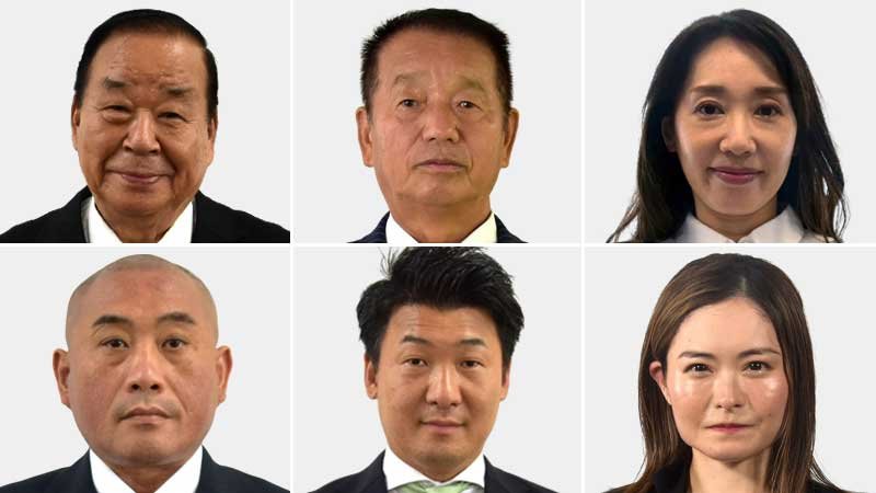 （左上から時計回りに届け出順）柿原健一氏、玉木実氏、大崎亜希氏、松谷知美氏、津田憲吾氏、中村高教氏