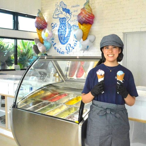 いすみ市産の牛乳をベースとした１２種類のアイスクリームを提供している
