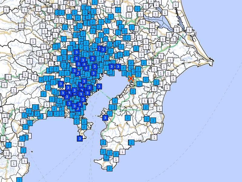 【速報】最大震度３の地震　震源は千葉県北西部　Ｍ４・５　市川市などで震度３