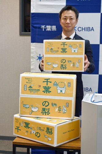 新たなデザインが描かれた贈答用の箱＝千葉県庁