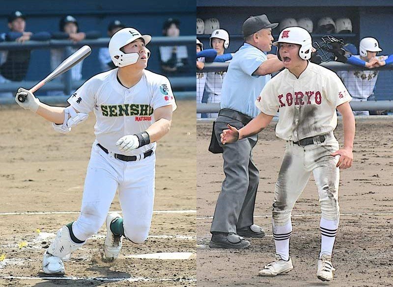 専大松戸の吉岡伸太朗（左）と拓大紅陵の加治征樹