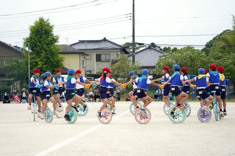息合わせ大技、会場沸かす　運動会で一輪車　児童ら成長の証　いすみ・浪花小　