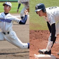 打率４割７分４厘と巧打が光る沼南・神田（右）、接戦の連続で力投してきた市松戸・原島