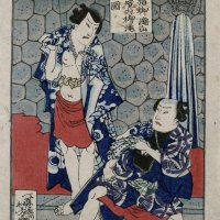 「下総国金椙（かなすぎ）御滝山不動堂之図（夏）」＝歌川芳幾、明治３年（１８７０年）

