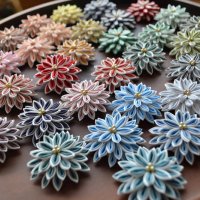 帯留めやブローチに使える菊を模した細工
