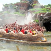人気アトラクション「スプラッシュ・マウンテン」を楽しむ人たち＝３日、浦安市の東京ディズニーランド