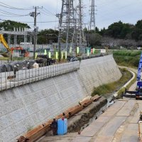 房総豪雨を受け、一宮川で進む河川改修工事の現場＝茂原市八千代
