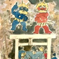 流山カルタ「福を呼ぶ　笑顔で豆まく　金比羅神社」の絵札（利根運河交流館提供）