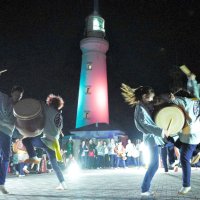 夜の灯台、光と音の夏舞台　銚子