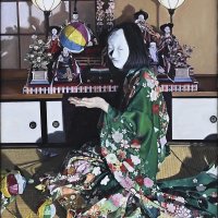 第７４回県展洋画部門で県美術会賞を受賞した實方琴美さんの作品「夙夜・哀歌を吟じる」
