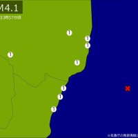 関東・東北で地震　Ｍ４．１　震源は茨城県沖　地震が及んだ地域人口６０万人