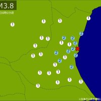 関東で地震　Ｍ３．８　震源は茨城県北部　地震が及んだ地域人口２１２万人
