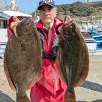 飯岡沖で釣り上げたヒラメ（写真は「隆正丸」提供）