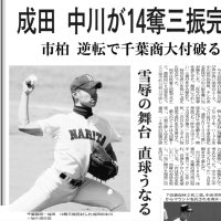 中川の力投を伝える２０１０年７月１８日付の千葉日報
